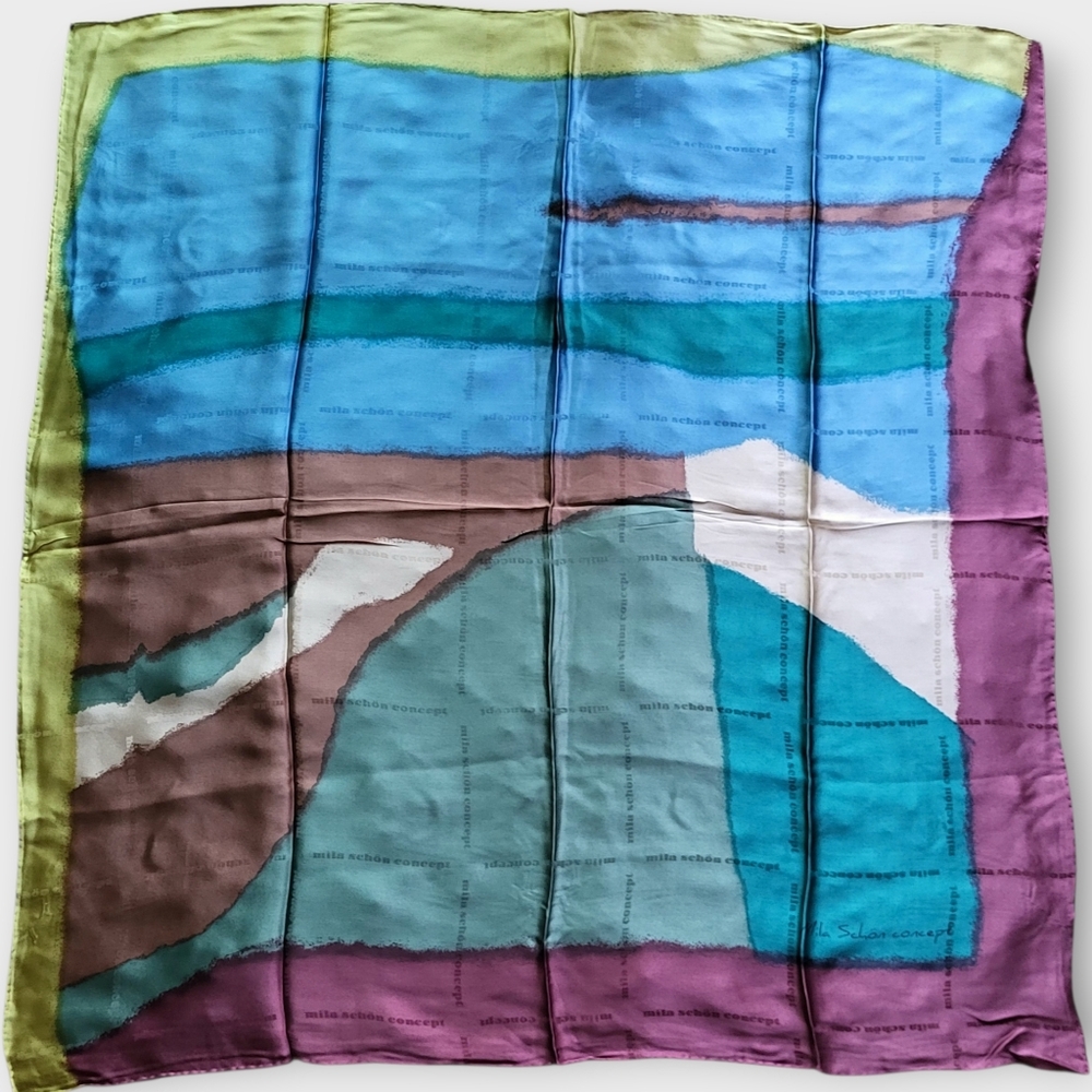 Mila Schön Concept Women’s Silk Scarf 34" × 35.5" Made In Italy.